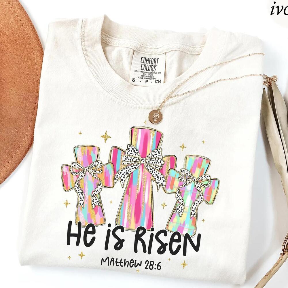 S He Is Risen Shirt Christian Easter Tee